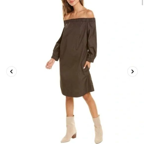 Akris Punto Off Shoulder Poplin Dress in Black - Size 12 - Picture 12 of 12